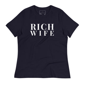 RICH WIFE Women's Relaxed Black T-Shirt