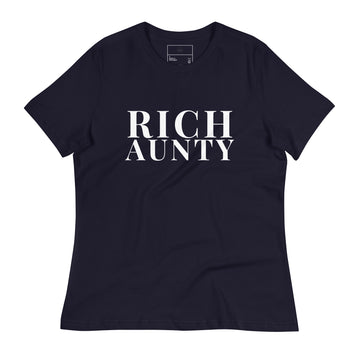 RICH AUNTY Women's Relaxed Black T-Shirt