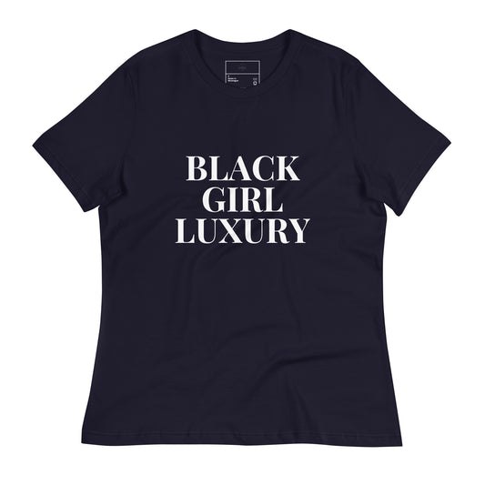 BLACK GIRL LUXURY Women's Relaxed Black T-Shirt